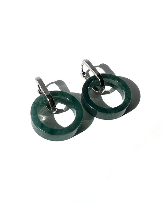 MEEMI JADE AND SLIVER EARRINGS